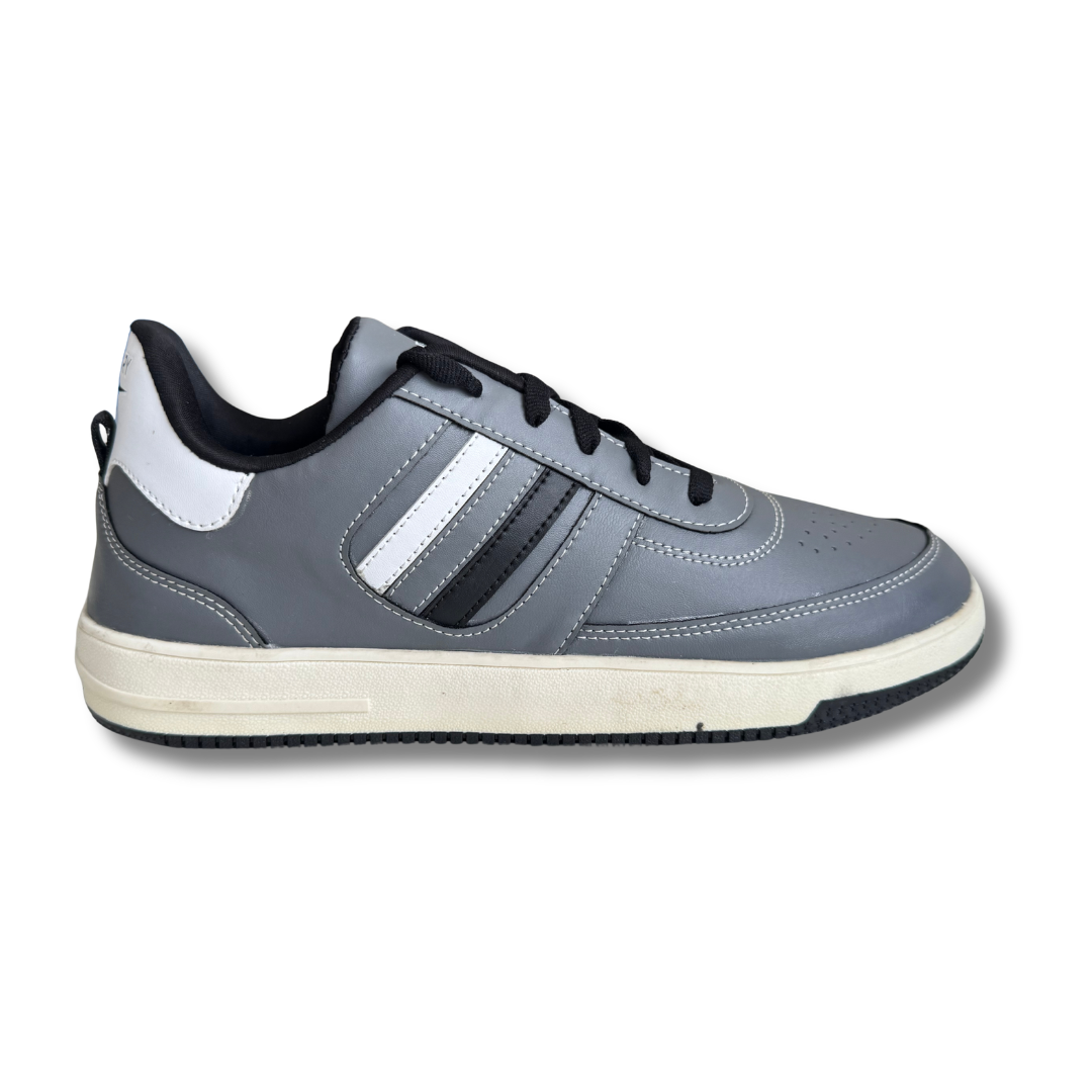Urban Stripe Casual Sneakers – Grey Black White
