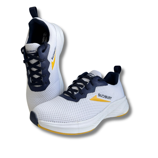 Sudbury AeroPulse | Breathable Mesh Running Sneakers – White Navy Yellow