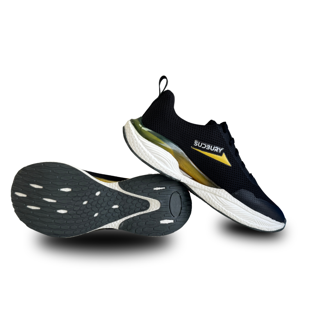 SUDBURY Air Cushion Running Shoes for Men – Black Sports Sneakers