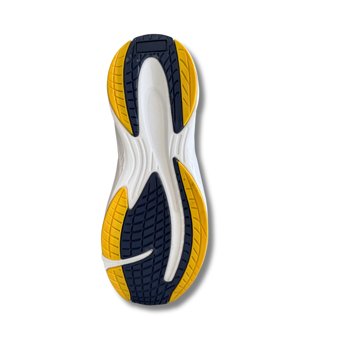 Sudbury AeroPulse | Breathable Mesh Running Sneakers – White Navy Yellow