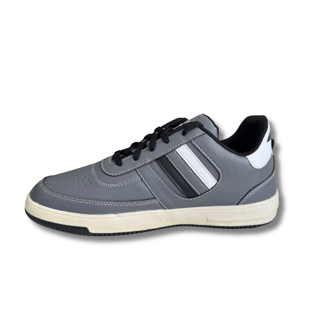 Urban Stripe Casual Sneakers – Grey Black White