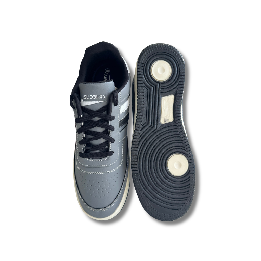 Urban Stripe Casual Sneakers – Grey Black White