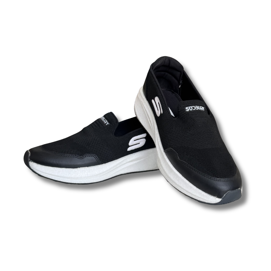 SUDBURY FlexWalk Pro – Black | Ultra-Light Slip-On Walking Sneakers