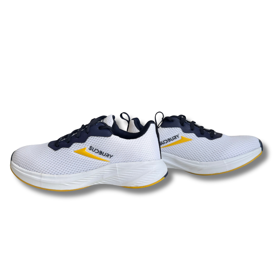 Sudbury AeroPulse | Breathable Mesh Running Sneakers – White Navy Yellow