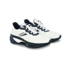 White and black men’s sneaker bottom sole view with anti-slip rubber grip