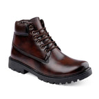 Men’s Genuine Leather Brown Ankle Boots – Lace-Up Style