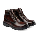 Men’s Genuine Leather Brown Ankle Boots – Lace-Up Style