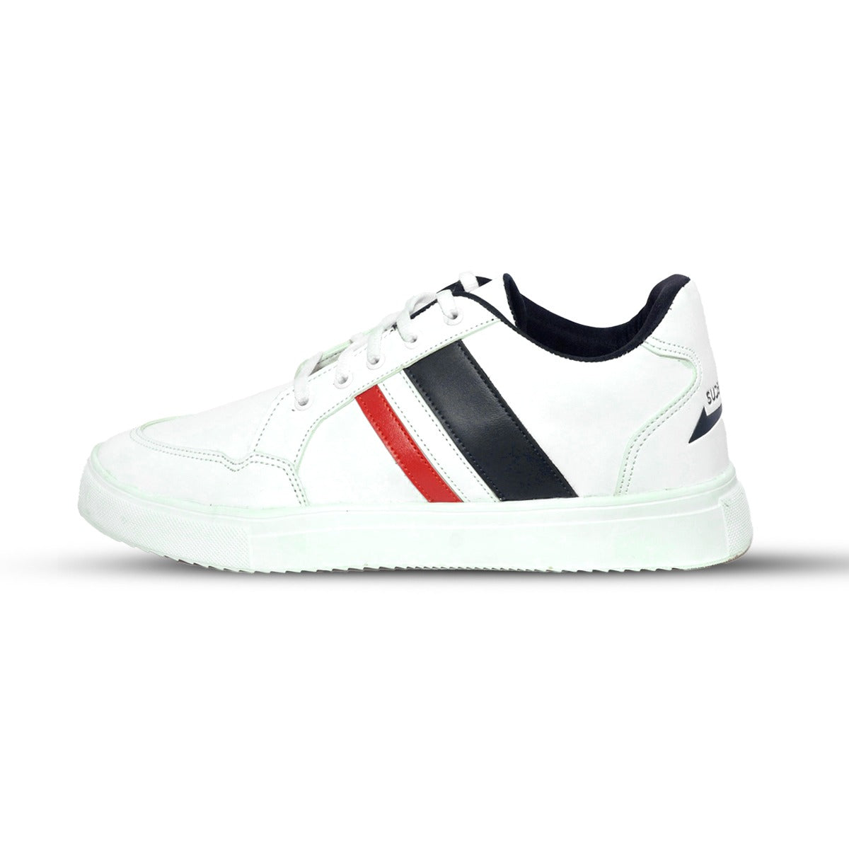 Classic Stripe Casual Sneakers – White Black Red