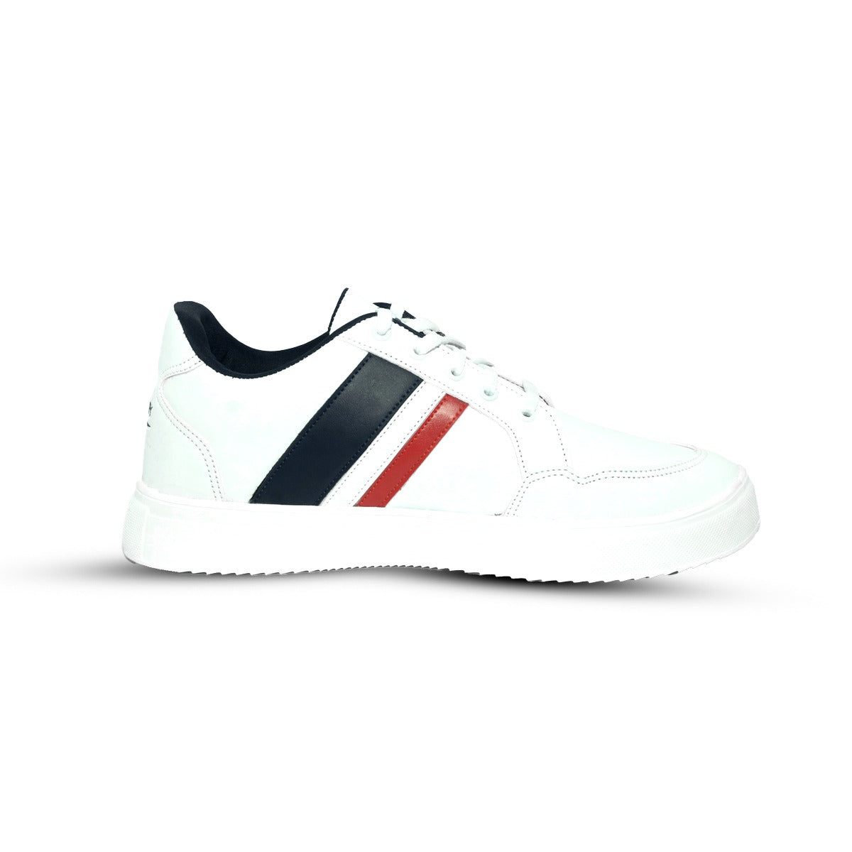Classic Stripe Casual Sneakers – White Black Red
